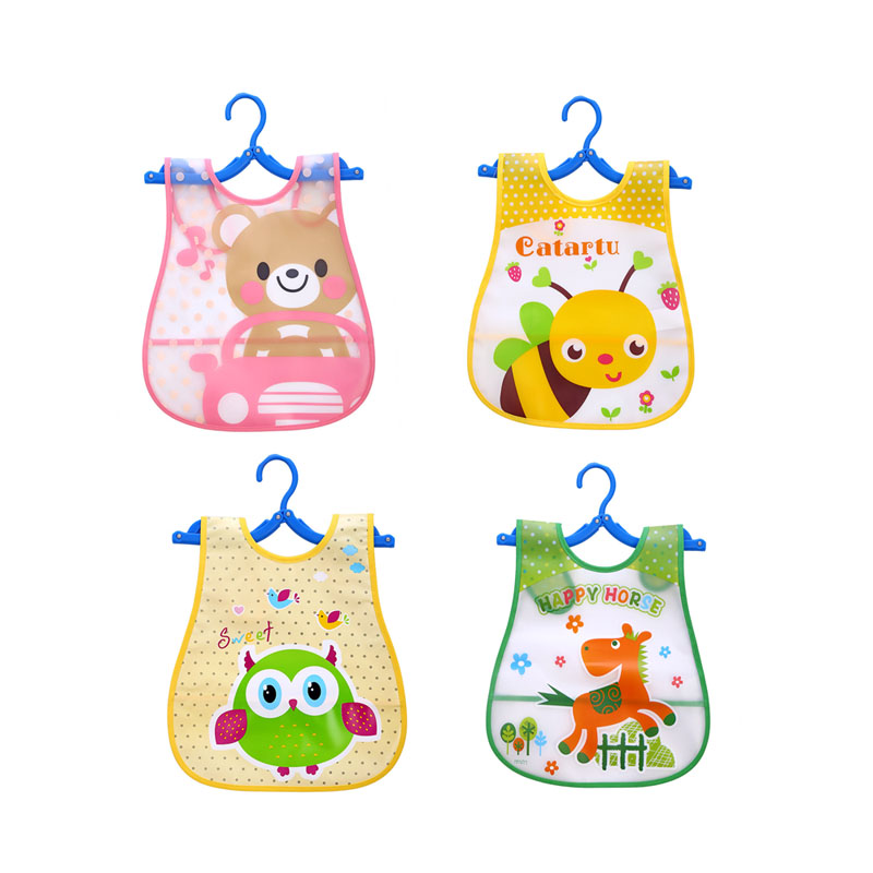 4-pack Cartoon Animal Print Cotton Bibs