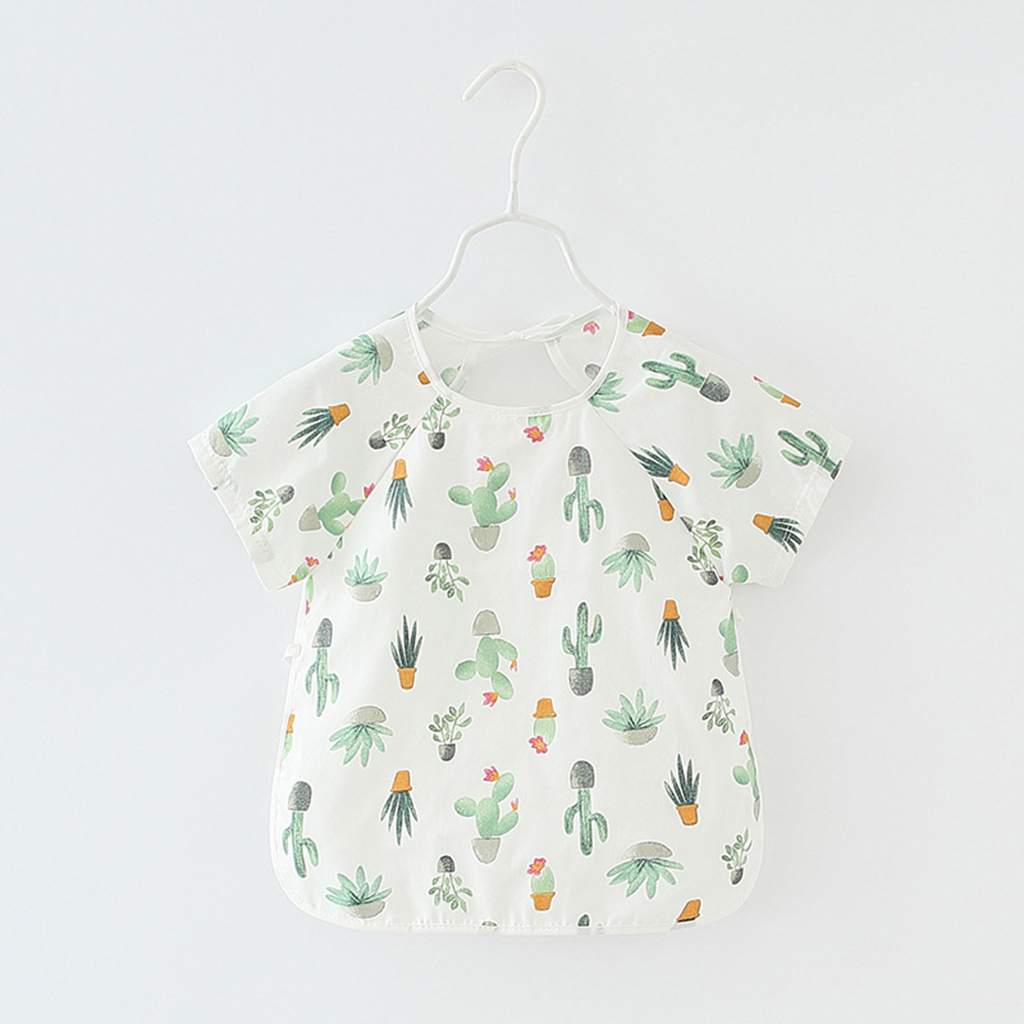 Waterproof Cactus Print Short-sleeve Baby Bib