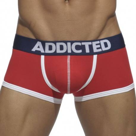 Addicted 3-Pack Basic Cotton Trunks - Red - Grey - Blue XXL