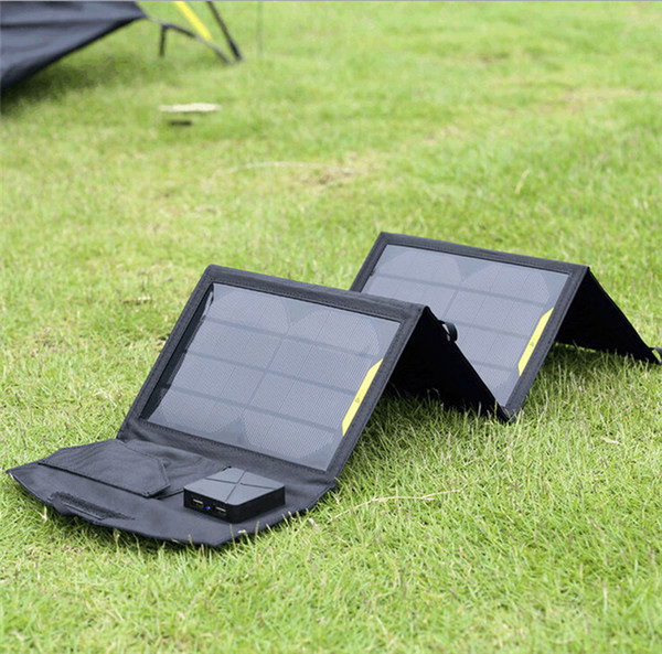 14W USB Portable Solar Charger For Mobile Phone + Solar Panel + Foldable USB Battery Charger Wallet Bag