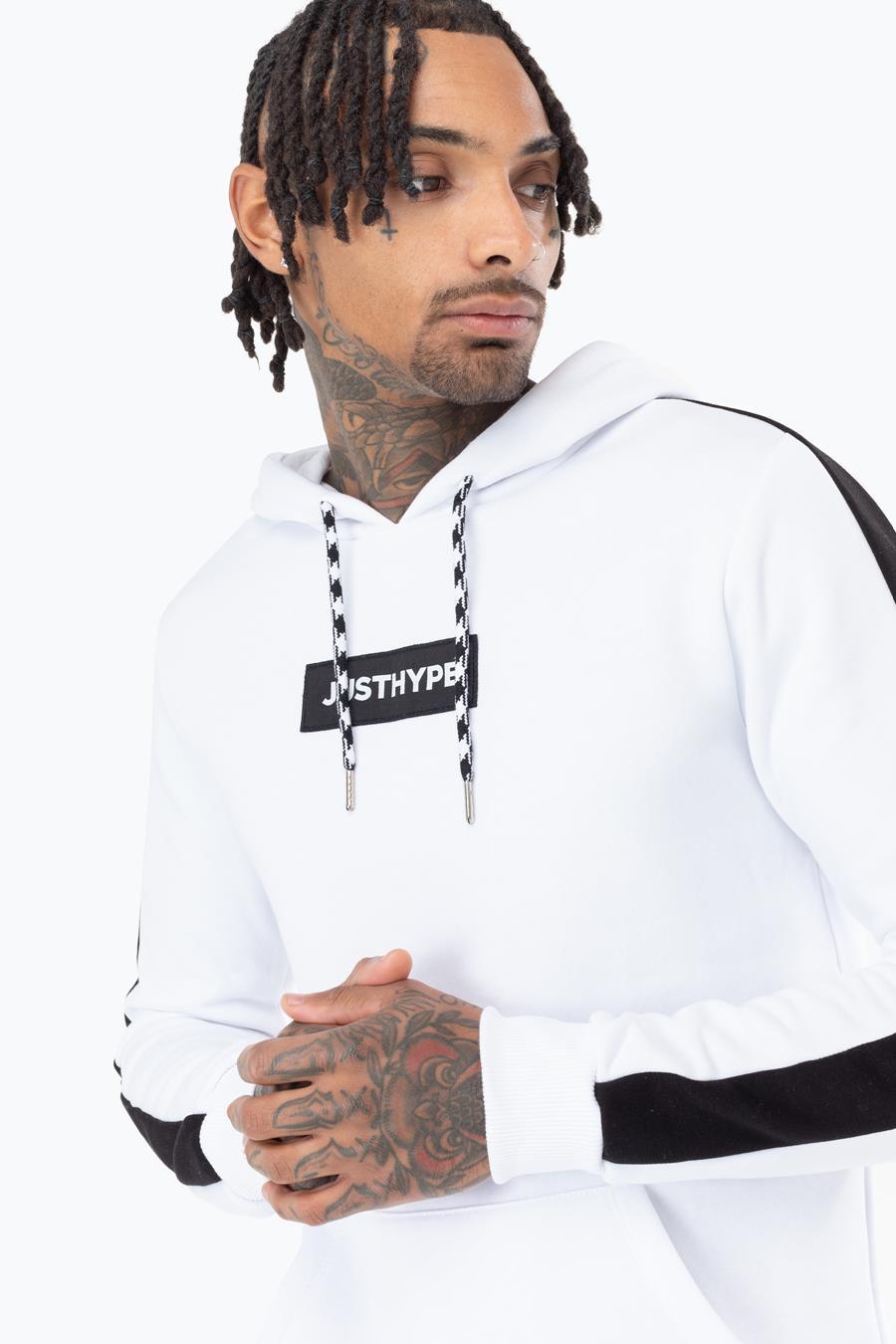 Hype White Stripe Sleeve Mens Pullover Hoodie | Size X-Small