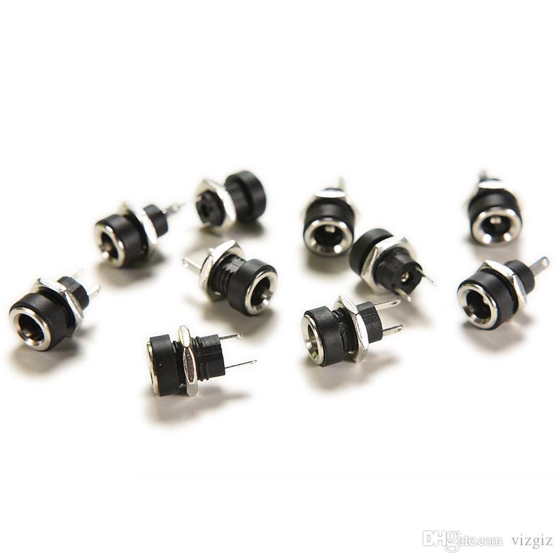 10 Pcs 5.5mm x 2.1mm 3A 12 V DC Power Supply Jack Socket 2 Pin Plug Female Panel Mount Connector Adapter Converter with Nut