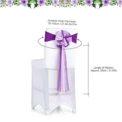 10PCS mariage banquets Décorations main Bow élastique Spandex Organza Chair Cover Jupettes Archets Evénements Fournitures Président Party Decoration Sash