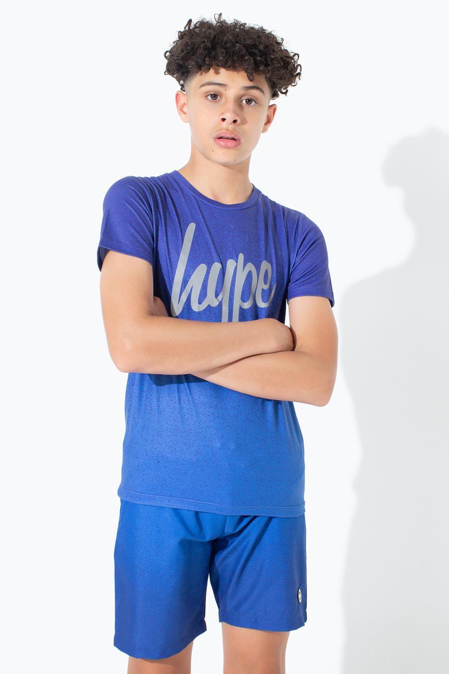 Hype Blue Speckle Fade Kids T-Shirt | Size 7-8