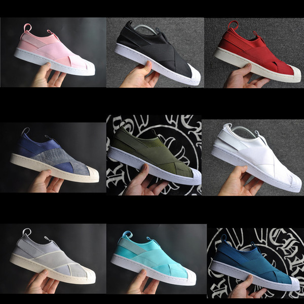 2017 new style fashion men's and women's shoes superstar slip on head crossed strap black and white shoes  unisex