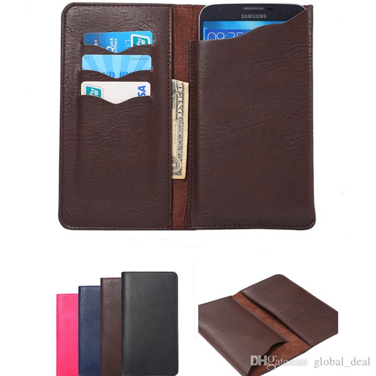 New Universal Wallet PU Flip Leather Case Credit card back Cover Pouch For 4.3 to 6.5 inch for iphone 6 6s 7 plus samsung s7 edge Note 7