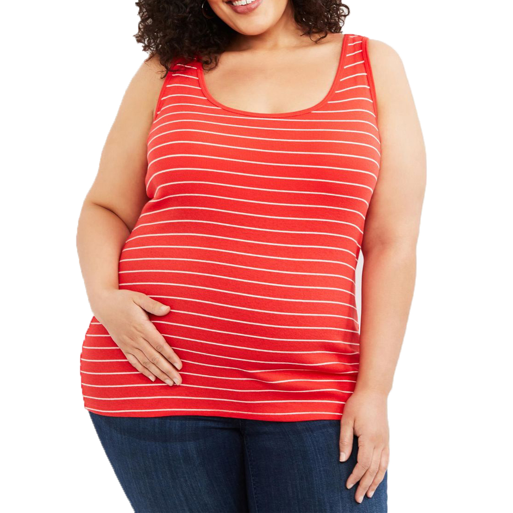 Casual Striped Plus-size Maternity Tank Top