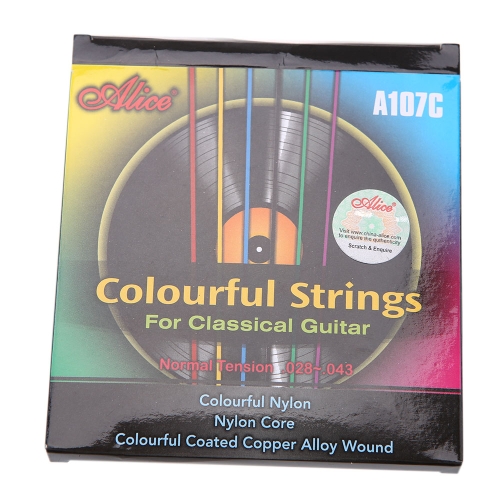 Andoer Alice A107C Guitare Six Cordes Coloré en Nylon Base Enduite Plaie en  Alliage de Cuivre