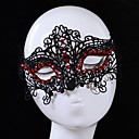 Fashion Red Gem Fox Pattern Lace Party Mask