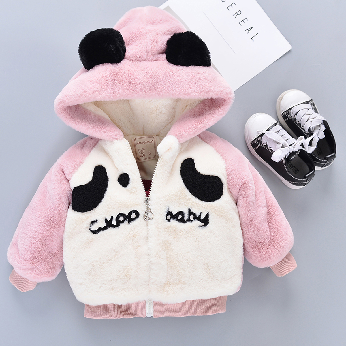 Baby / Toddler Lovely Panda Decor Colorblock Hooded Coat (No shoes)