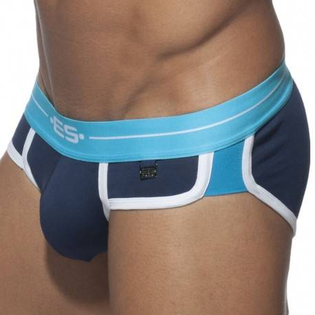ES Collection Double Side Brief - Navy - Turquoise XS