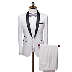 smokings de mariage pour hommes costumes col châle coupe standard simple boutonnage un bouton droit rabat en polyester de couleur unie Lightinthebox