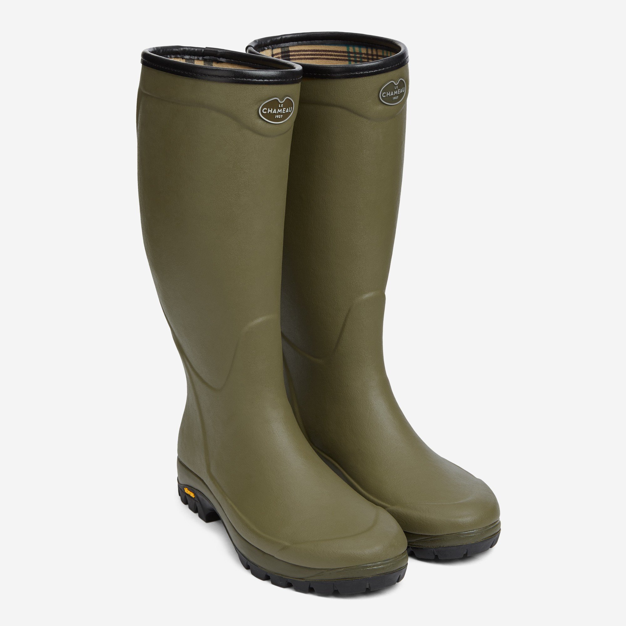 Le Chameau Country Vibram Jersey Lined Mens Boots (Green)