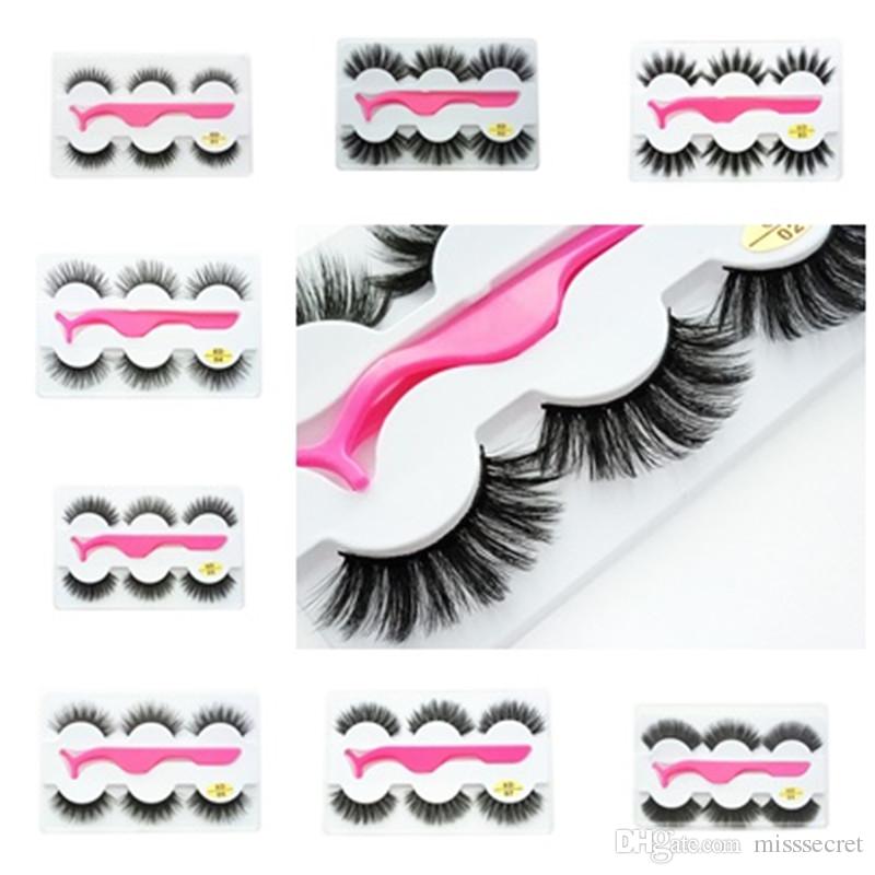 New 3Pairs/Set 3d False Eyelashes Thick Long Eyelash Eye Makeup Eyelash Extension Eye Lashes with Eyelash Clip Applicator