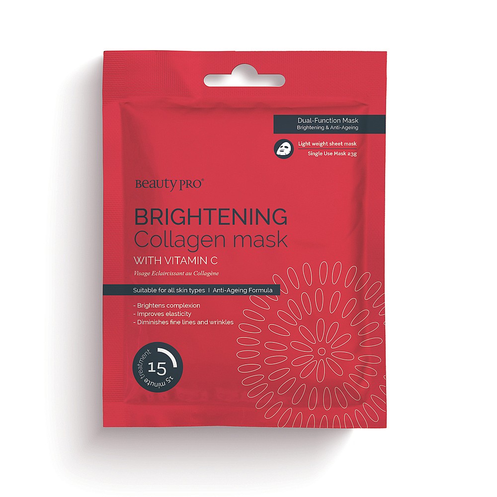 beauty pro brightening collagen mask with vitamin c 23g