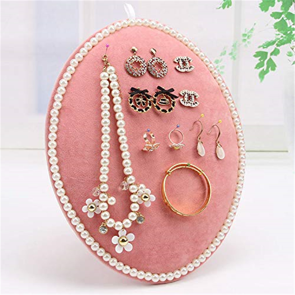 1 Pcs Delicate Velvet Oval Shape Jewelry Accessory Holder Board