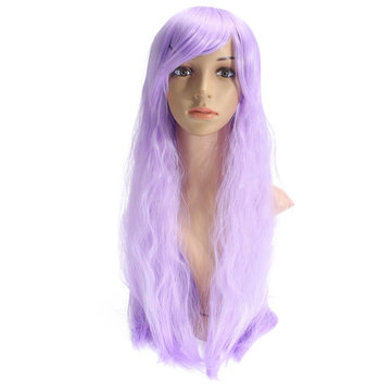 70cm Light Purple Corn Perm Long Curly Wavy Cosplay Wig Party Daily Wigs