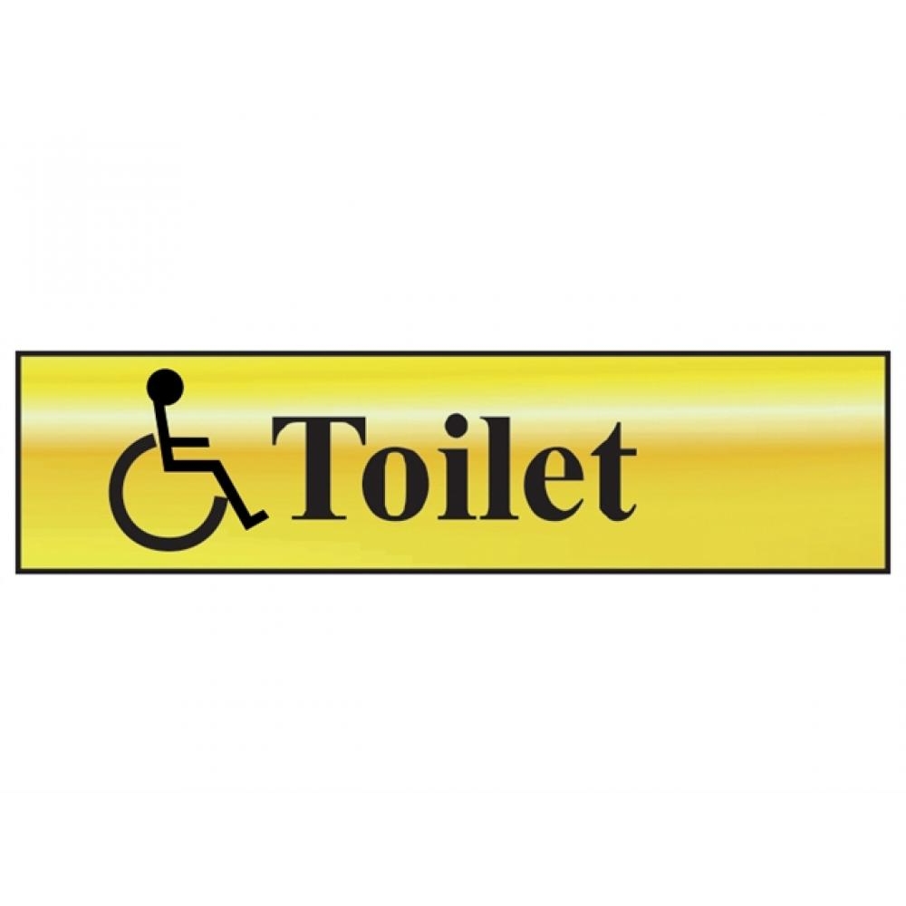 Scan Toilet with Disabled Symbol - Polished Brass Effect 200 x 50mm