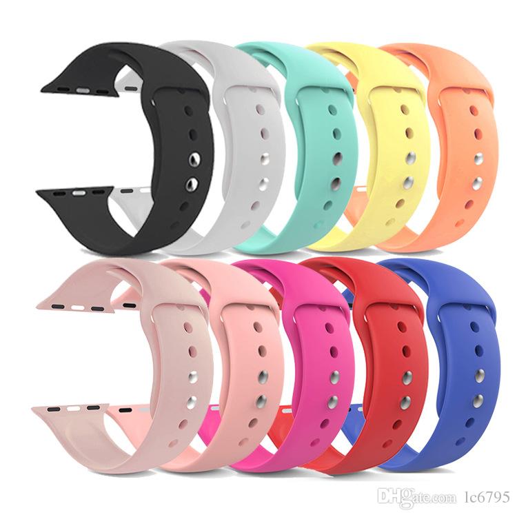 OEM New Design 21 Colors More Silicone Sport Band Replacement For Apple Watch Series 4 3 2 1 40mm 44mm Band Wrist Strap Adapters Accessories
