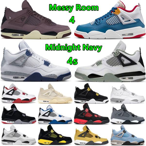 4 Mens Basketball Shoes 4s Messy Room Violet Ore Seafoam Midnight Navy Sail White Cement Cool Grey Bred Pure Money Fire Red Motorsport Men Women Trainer Sneakers