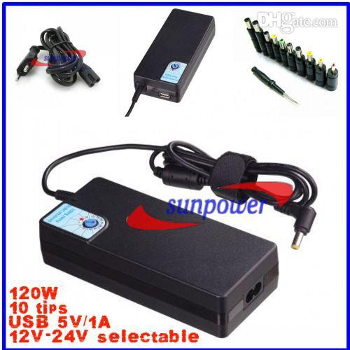 120W AC/DC universal laptop power adapter with USB 5V/1A, mobile charger