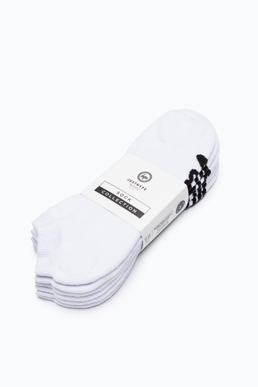 Hype White Script Trainer Socks 3 Pack | Size Large/X-Large