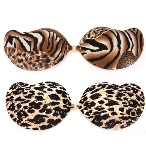 Sexy Magic Strapless Mango-shape Bra Push-up Lift Front-closure Silicone Bust Self-adhesive Backless Invisible Tiger Print
