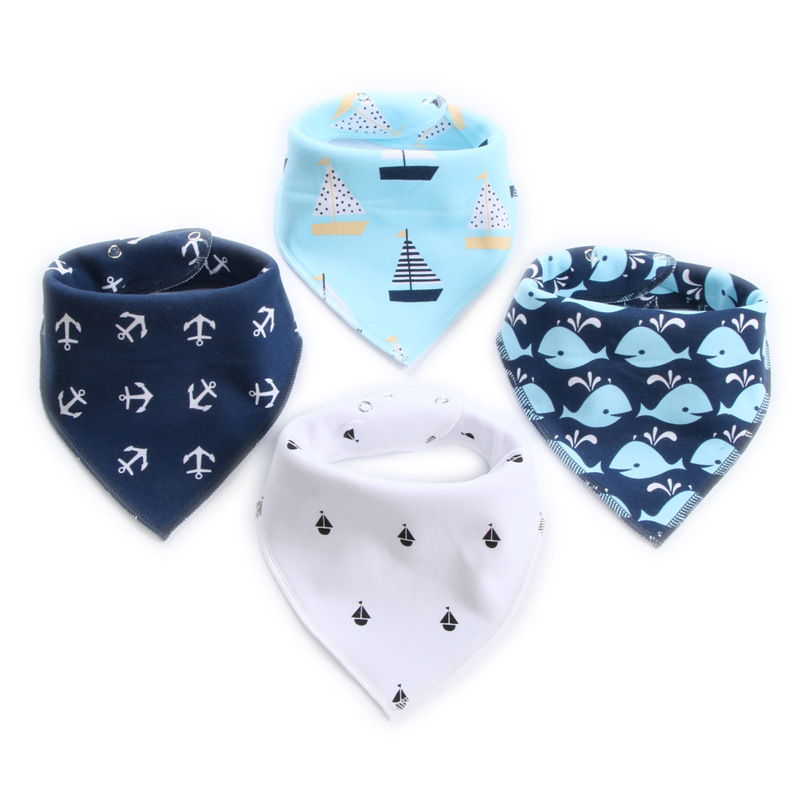 4-pack Double-layered Dolphin Print Bibs Set for Baby