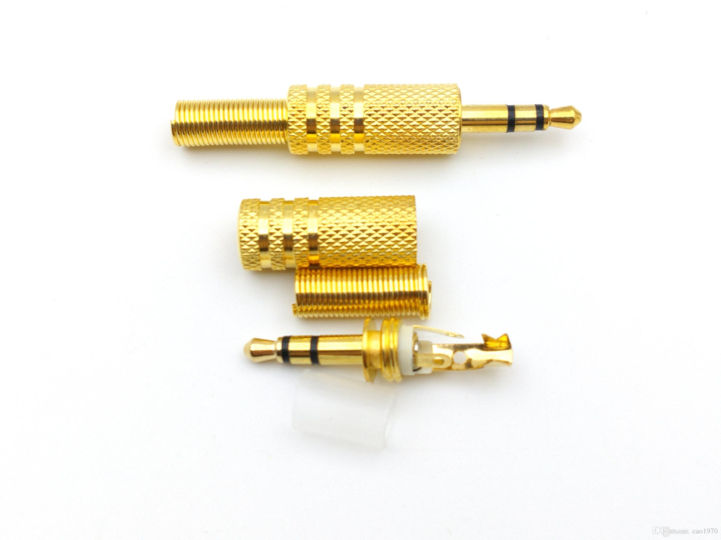 1000pcs gold-plated Stereo 3.5mm 1/8" male adapter audio jack plug connectors
