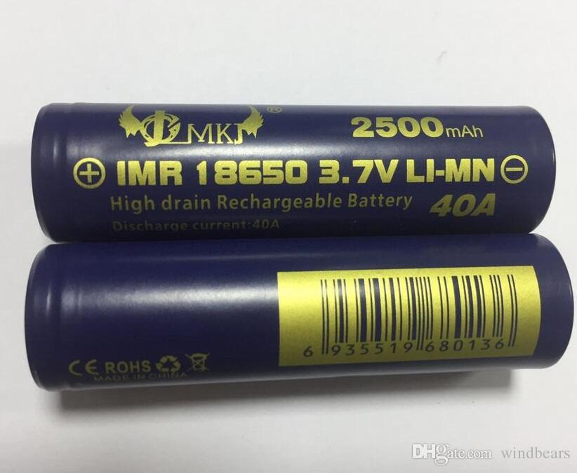 100% Authentic 18650 battery 2500mAh 40A MAX discharge dedicated power lithium High drain rechargeable battery For E cigarette Mods