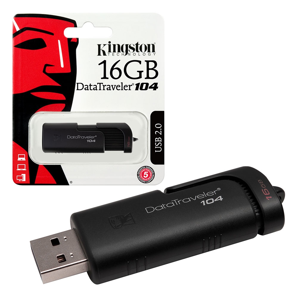 Kingston Data Traveler 104 USB 2.0 Flash Drive Memory Stick - 16GB