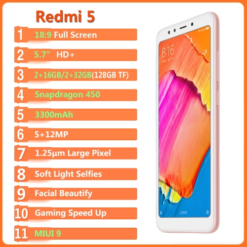 Global Version Xiaomi Redmi 5 Smartphone  2GB 16GB