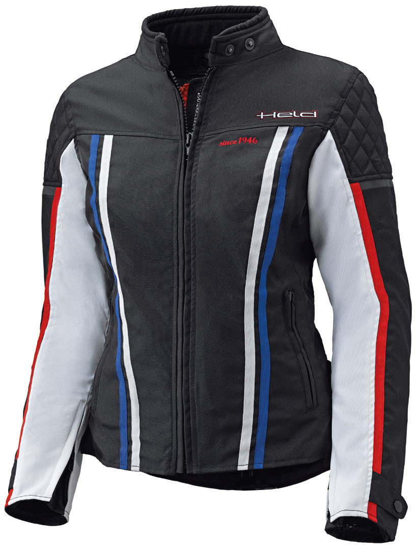 Held Jill Ladies Textile Jacket, black-white-red-blue, Size L for Women, black-white-red-blue, Size L for Women