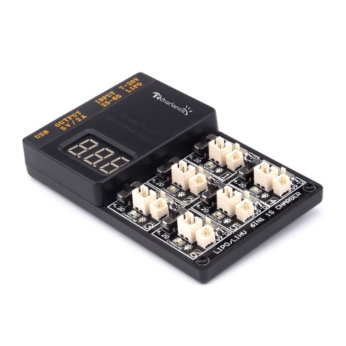 6 in 1 1S LiPo LiHV Parallel Charger Board XT60 Input for Blade Inductrix Tiny Whoop Micro JST 1.25 JST-PH 2.0 Battery