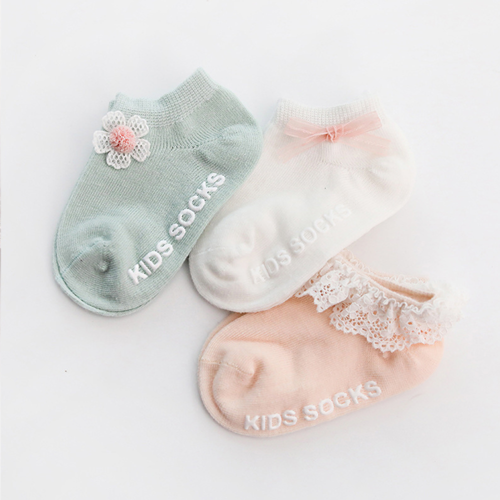 3pcs Baby / Toddler Letter Print Flower Bow Butterfly Decorative Sock