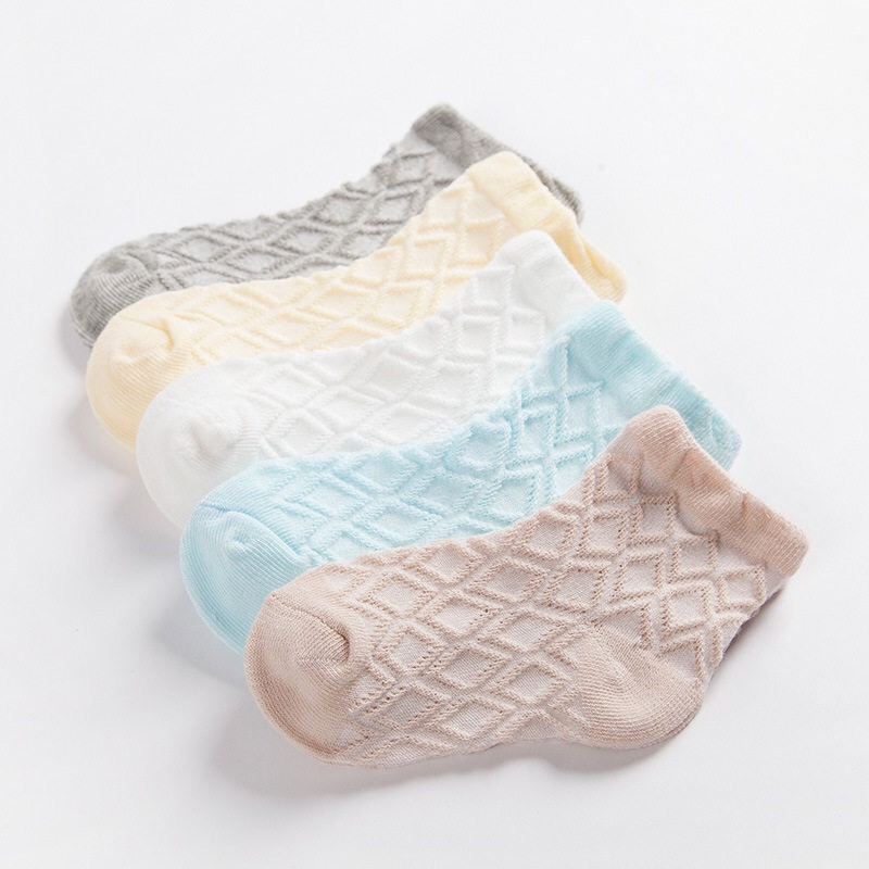 5-pack Solid Floral Embroidered Breathable Socks