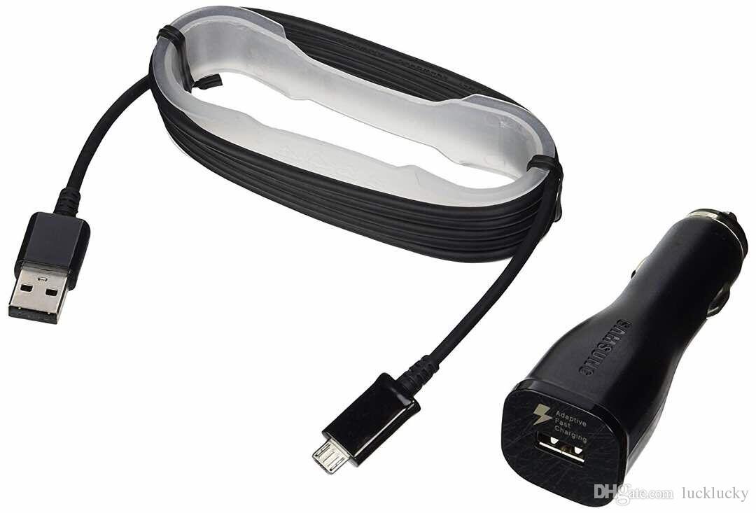 Original OEM Black and white Adaptive Rapid Fast Car Charger For Galaxy Note4 S6 fast car charger+1.5M micro usb cable