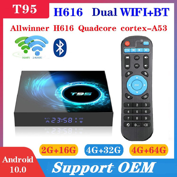T95 Android 10.0 TV Box H616 4GB+32GB Dual Wifi 2.4G+5G Support BT 6K Caja de tv android PK X96 Air A95XF3