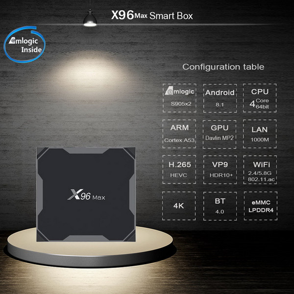 android 9.0 x96max amlogic s905x2 android tv box 4gb 64gb smart tv 2.4g&5ghz dual wifi bluetooth 1000m 4k set-box x96 max