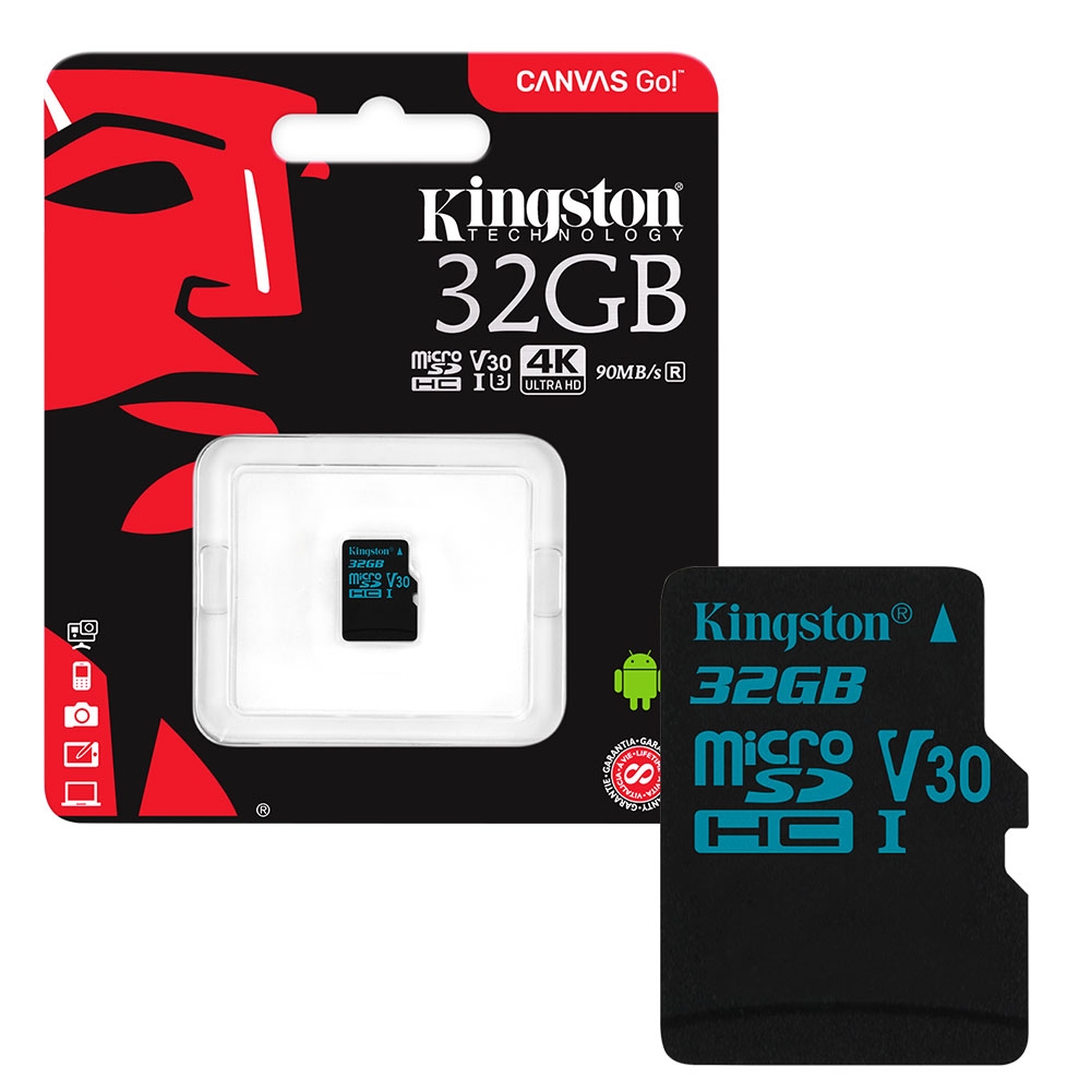 Kingston Canvas Go! MicroSDHC Memory Card 90MB/s UHS-1 V30 Class 10 - 32GB