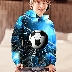 Kids Boys' Hoodie Long Sleeve 3D Print Football Blue Children Tops Fall Active Regular Fit 4-12 Years Lightinthebox