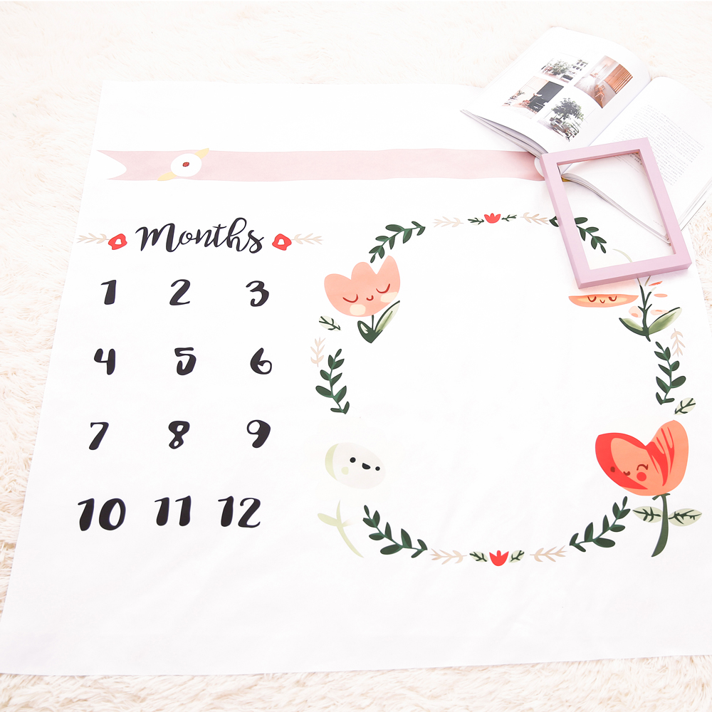 Floral Print Baby Milestone Blanket Photography Background Prop