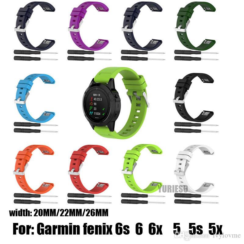 20mm 22mm 26mm Silicone Watchband Wriststrap for Garmin Fenix 6X 6 6S Pro 5X 5 5S Plus 3 3HR Watch Bracelet Easy Fit Quick Release
