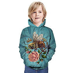 Kids Boys' Hoodie  Sweatshirt Long Sleeve 3D Print Floral Animal Print Blue Children Tops Summer Active Daily Wear Regular Fit 3-13 Years Lightinthebox