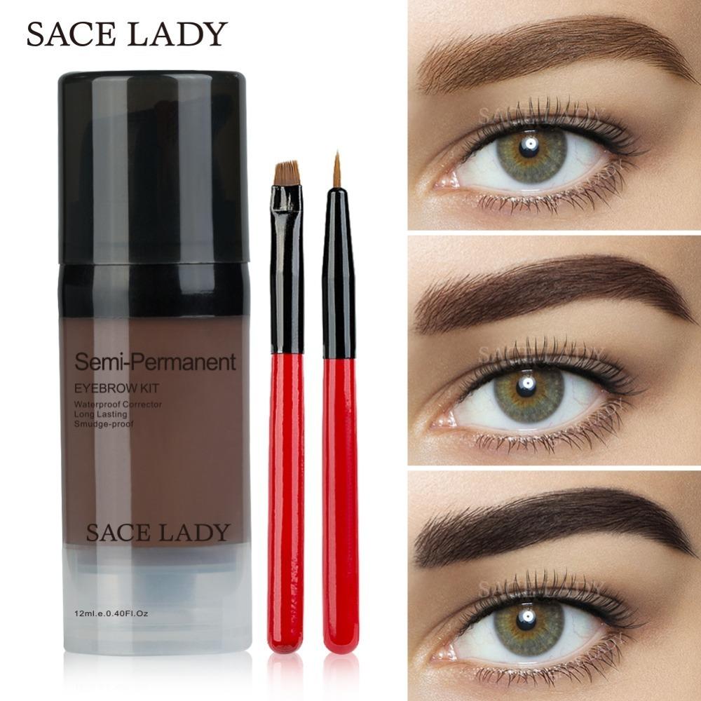 Sace Lady Eye Brow Dye Paint Waterproof Gel Make Up Pomade Brush Set Black Eyebrow Stamp Enhancer Pencil Kit Wax Cosmetic