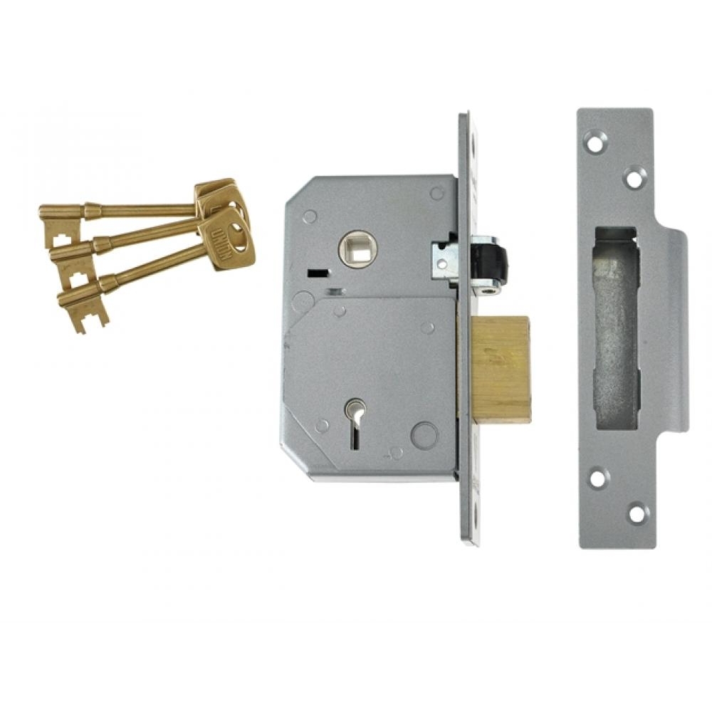 Union 3K74E 5 Lever Mortice Rollerbolt Sash Lock C-Series 80mm Case Satin Chrome