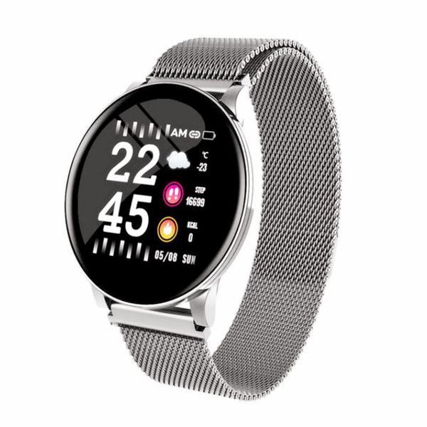 New Smart Watches Men Women BloodPressure ClockRound Stainless Steel Strap IP67 Sport Smartwatch Women Health Smart Bracelet For Android IOS
