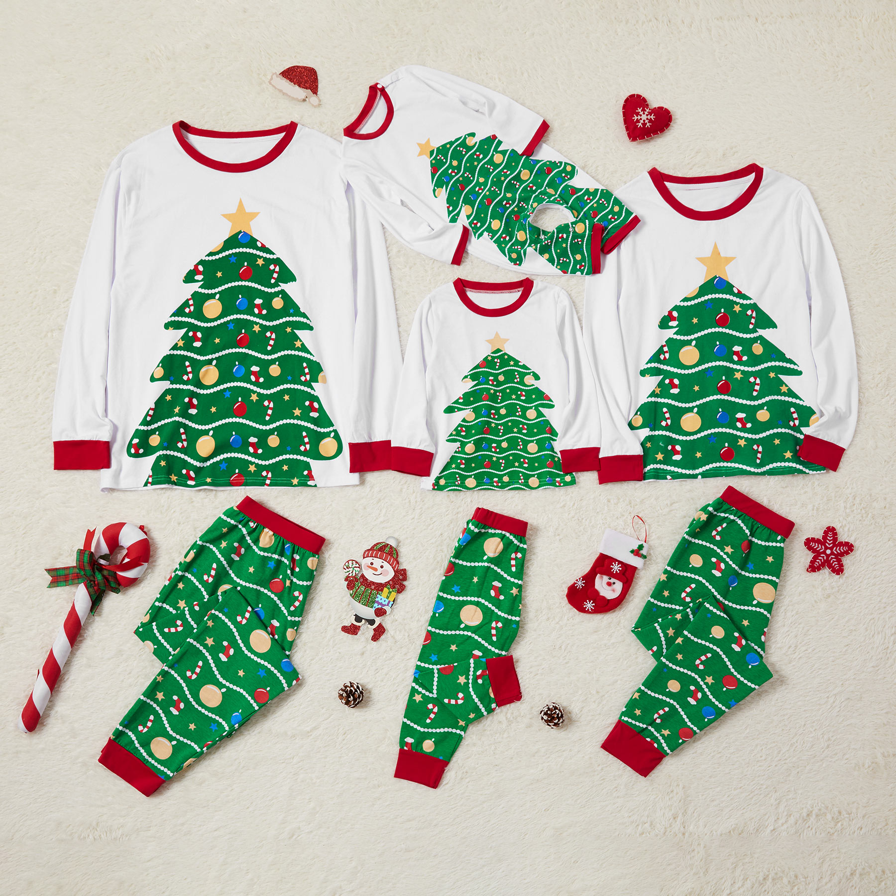 Happy Christmas Tree Print Family Matching Pajamas Set