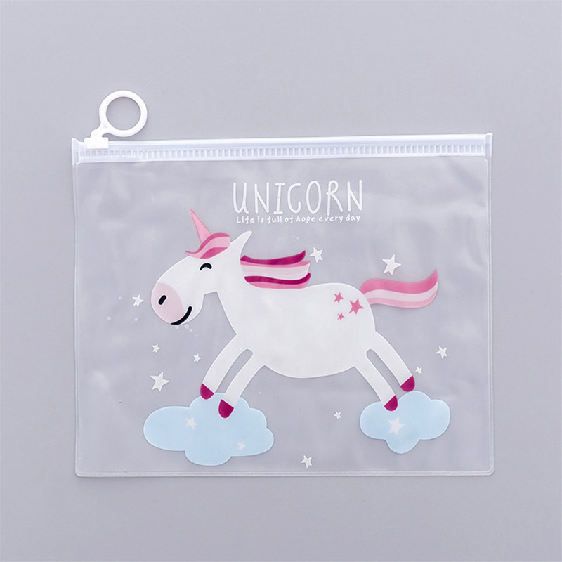 Pink Unicorn Ring Zipper Bag Transparent Pen Bag