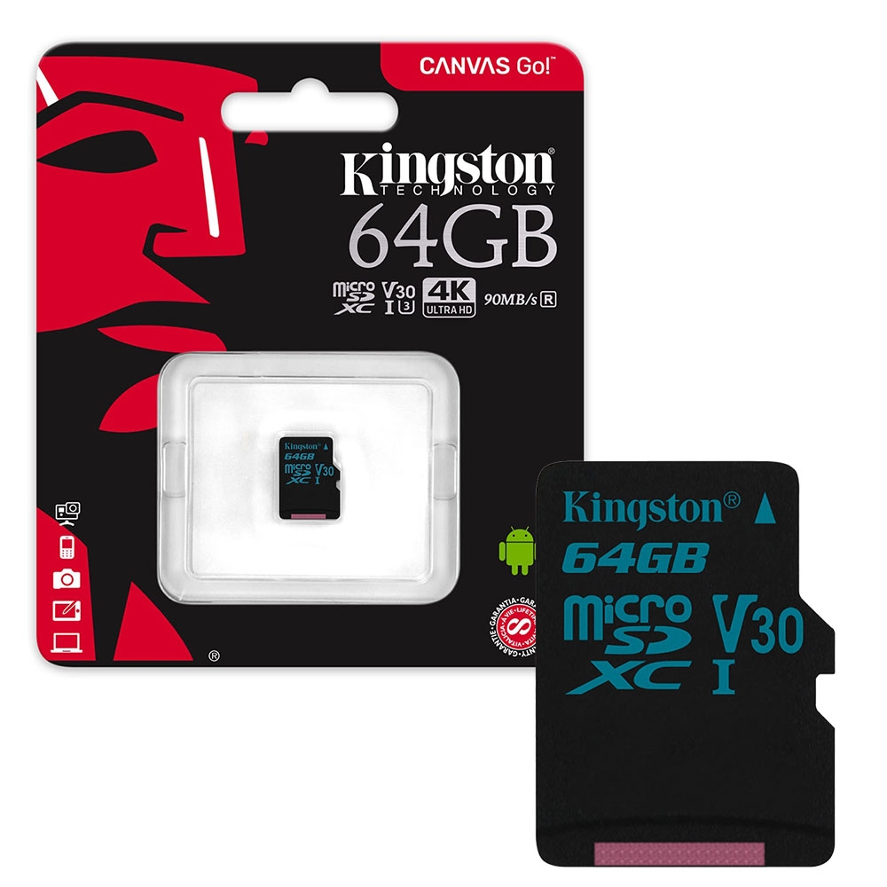 Kingston Canvas Go! Micro SD SDXC Memory Card 90MB/s UHS-1 V30 Class 10 - 64GB